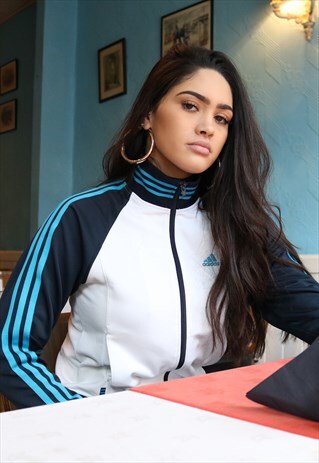 CLIMATE CONTROL BLUE AND WHITE ADIDAS ZIP FRONT JACKET