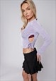 JUSTYOUROUTFIT SIDE DRAWSTRING LONG SLEEVE CROP TOP LILAC