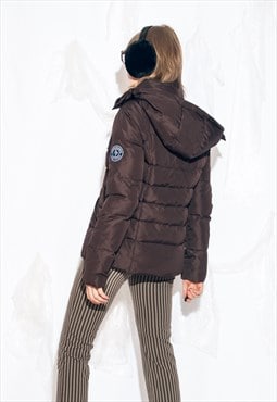 Vintage Y2K Feather Puffer Jacket in Brown