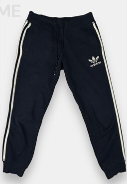 Adidas navy blue and white stripes cuffed joggers womans 12