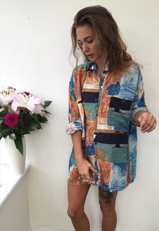 CRAZY PATTERN OVERSIZED UNISEX RETRO VINTAGE FESTIVAL SHIRT