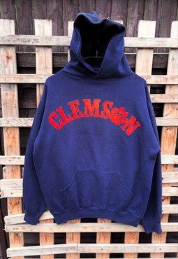 Vintage Russell athletic Clemson tigers blue hoodie small 