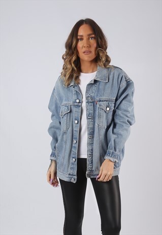 DENIM JACKET OVERSIZED FITTED VINTAGE UK 16 (CW3C)