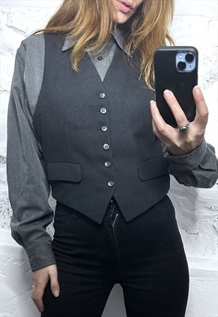 Formal Classy Grey Trim Vest 