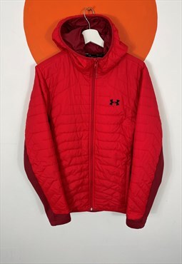 Under Armour ColdGear Hooded Puffer Jacket Red Small