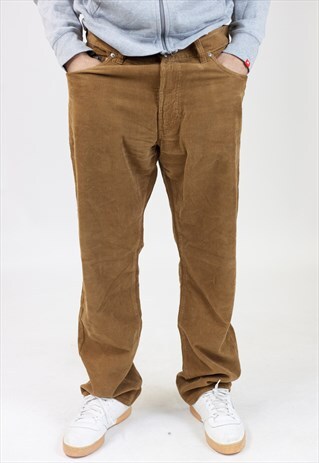 VINTAGE 90S HUGO BOSS BROWN CORD TROUSERS