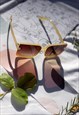 CREAM FRONT LENS RECTANGLE THICK FRAME SUNGLASSES 