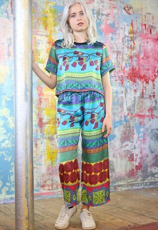 CROP TROUSERS & TOP CO-ORDINATES IN SILKY MARRAKESH PRINT