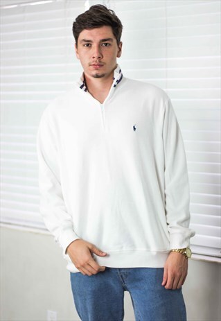 VINTAGE POLO RALPH LAUREN 1/4 ZIP JUMPER LOGO 90S XL 18.6