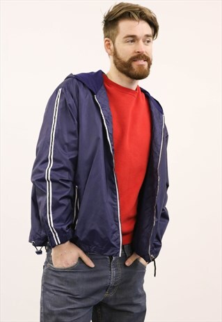 VINTAGE 1980S NAVY BLUE BOMBER JACKET