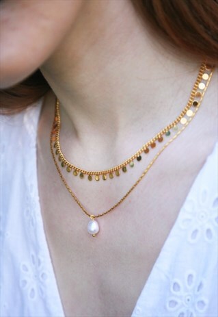 PEARL PENDANT 18K GOLD SNAKE NECKLACE