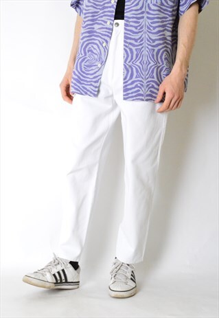 VINTAGE 90S UNISEX WHITE EMBROIDERED JEANS