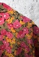 80S RETRO COLORFUL FLORAL JACKET / BLOUSE - M