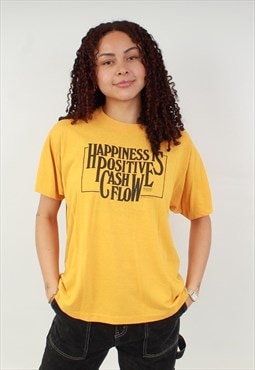 "Vintage happiness is positive cash flow yellow t shirt