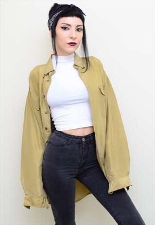 VINTAGE 90'S GENUINE SILK SAND OVERSIZED SHIRT