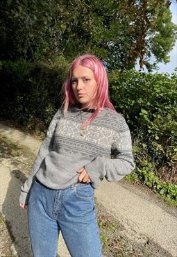 Vintage Scandinavian Nordic Style Patterned Christmas Jumper