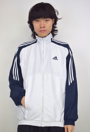 VINTAGE 90S ADIDAS WHITE/NAVY TRACK JACKET