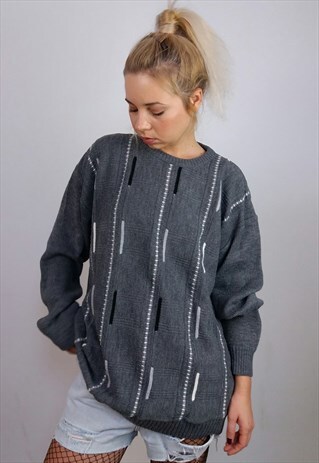 WOODPECKER VINTAGE 90'S PATTERNED KNIT JUMPER / SWEATER