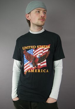 Vintage USA Patriotic T-Shirt in Black