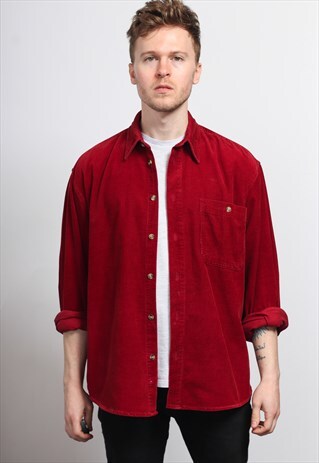 VINTAGE CORDUROY CORD SHIRT RED
