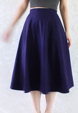 Vintage Wool Skirt Purple Minimalist T600 Size XS