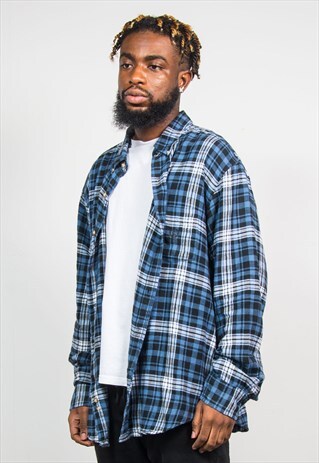 CHAPS RALPH LAUREN BLUE CHECK FLANNEL SHIRT