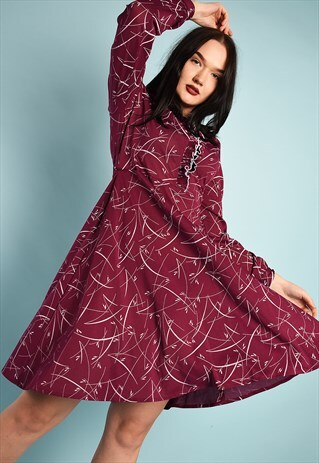 VINTAGE 70'S RETRO MOD RUFFLE MIDI DRESS