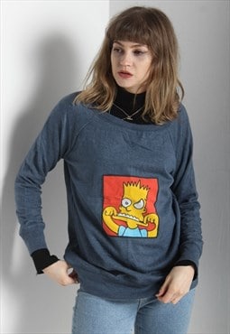 Vintage The Simpsons Cartoon Graphic Sweatshirt Blue