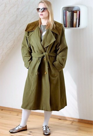 KHAKI GREEN WOOL COAT