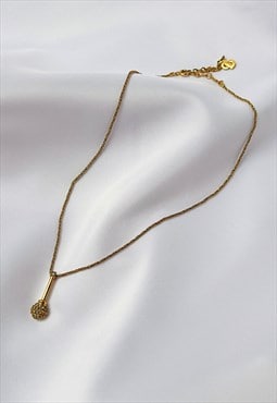 Christian Dior Necklace Gold Twist Chain Crystal Ball 1980s