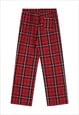 TARTAN CHECK JOGGERS GINGHAM PANTS SKATER TROUSERS IN RED