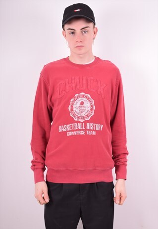 CONVERSE MENS VINTAGE SWEATSHIRT JUMPER MEDIUM RED 90'S