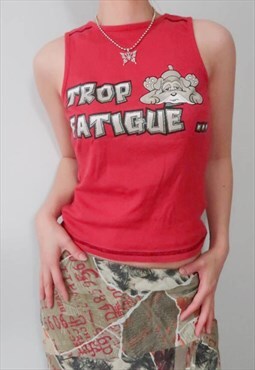 vintage y2k red graphic tank top