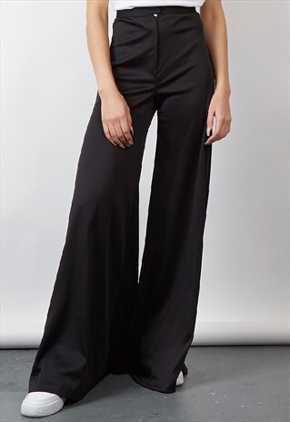 VINTAGE 70'S BLACK HIGH WAIST SUPER FLARE TROUSERS