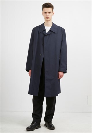 VINTAGE NAVY HENRY MORELL TRENCH COAT