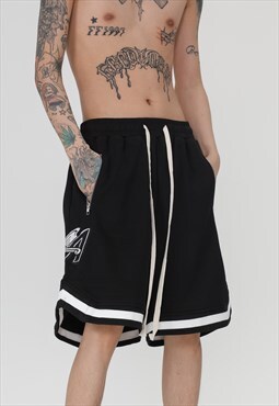Basketball shorts premium tapered sport pants in black