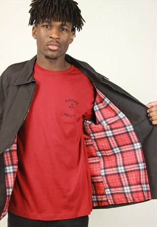VINTAGE BLACK TARTAN LINED JACKET