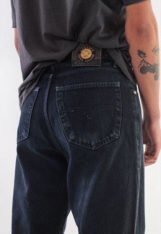 VINTAGE VERSACE DENIM PANTS TROUSERS 90S NAVY BLUE