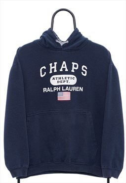 Vintage Chaps Ralph Lauren Spellout Navy Hoodie Womens