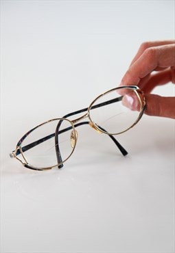 Vintage OLIVIA Eyewear. Gold Frame, Clear Lenses. 