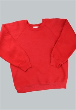 Vintage  Unknown Sweatshirt Plain Red Medium