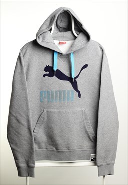 Vintage Puma Logo Hoodie Grey