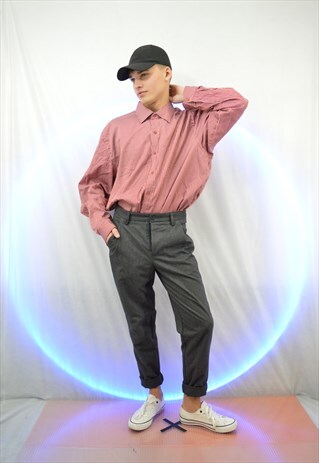 VINTAGE RED STRIPED OVERSIZE SHIRT