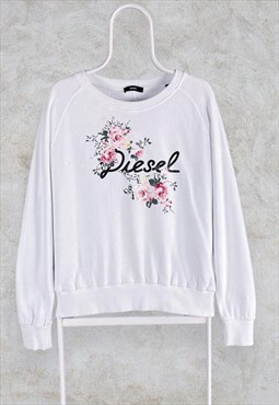 White Diesel Sweatshirt Floral Small