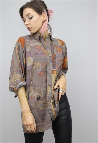 VINTAGE 80S/90S OVERSIZED PATTERNED SHIRT