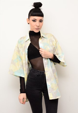 VINTAGE 90'S RETRO PASTEL PATTERNED OVERSIZED SHIRT