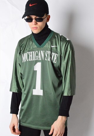 VINTAGE 90S GREEN AMERICAM FOOTBALL MICHIGAN NIKE JERSEY