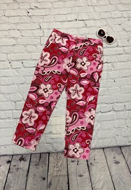 Y2K Funky Pink Patterned Topshop 3/4 Length Trousers