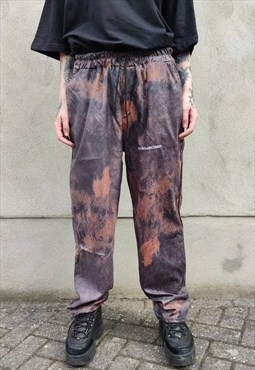 Gradient velvet imitation joggers tie-dye overalls in brown