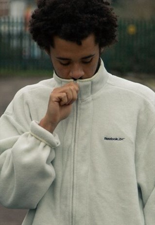 REEBOK FLEECE JACKET IN CREAM / WHITE